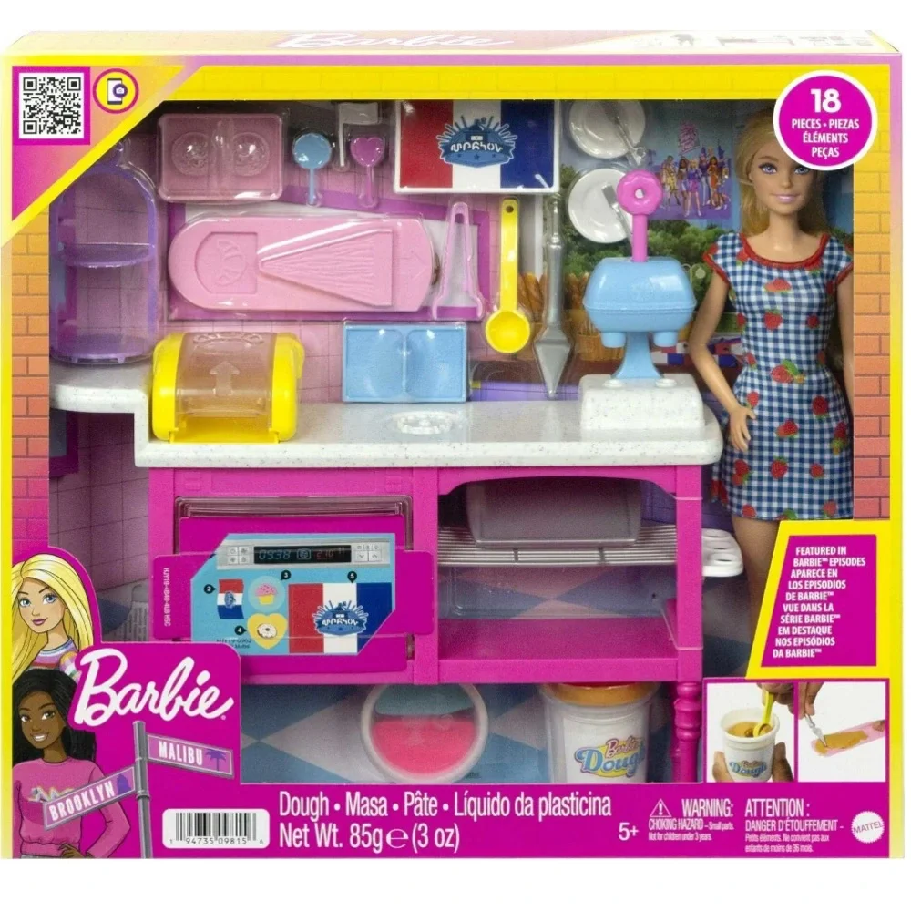 NWT Barbie It Takes Two Café Playset Kitchen 18 Pastry Making Accessories Dough